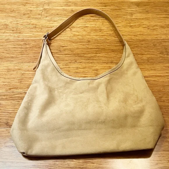 NEW! Faux Vegan Tan Beige Slouchy Suede Hobo Shoulder Bag with matching Purse - Picture 5 of 14